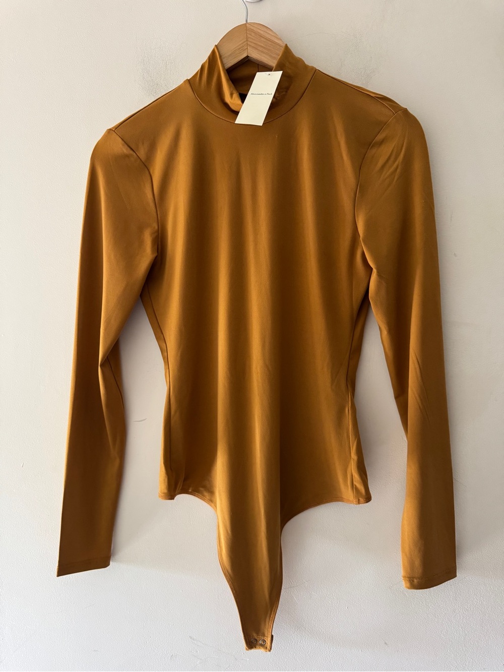 Abercrombie & Fitch Soft A&F Brown Long‎ Sleeve Mock Neck Bodysuit